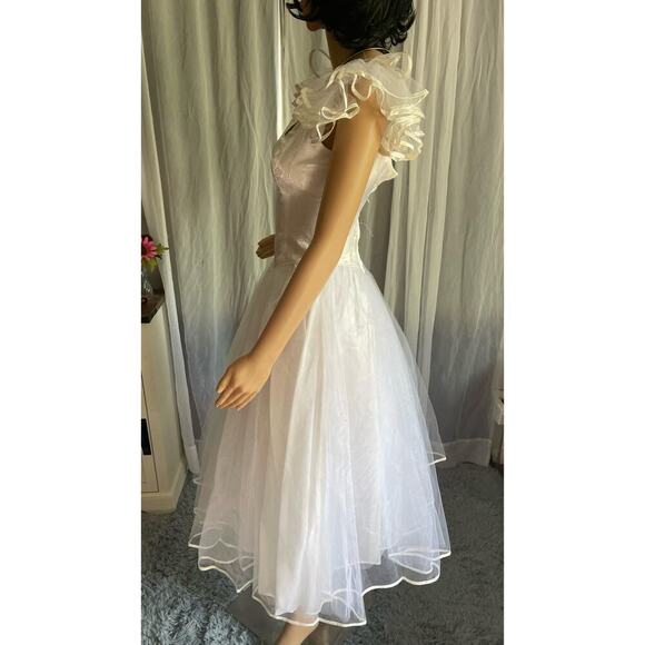 Vintage 1980s 1990s Tea Length Wedding Prom Dress - Picture 11 of 16